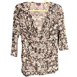 Vince Camuto Black and White Polyester Knit Top